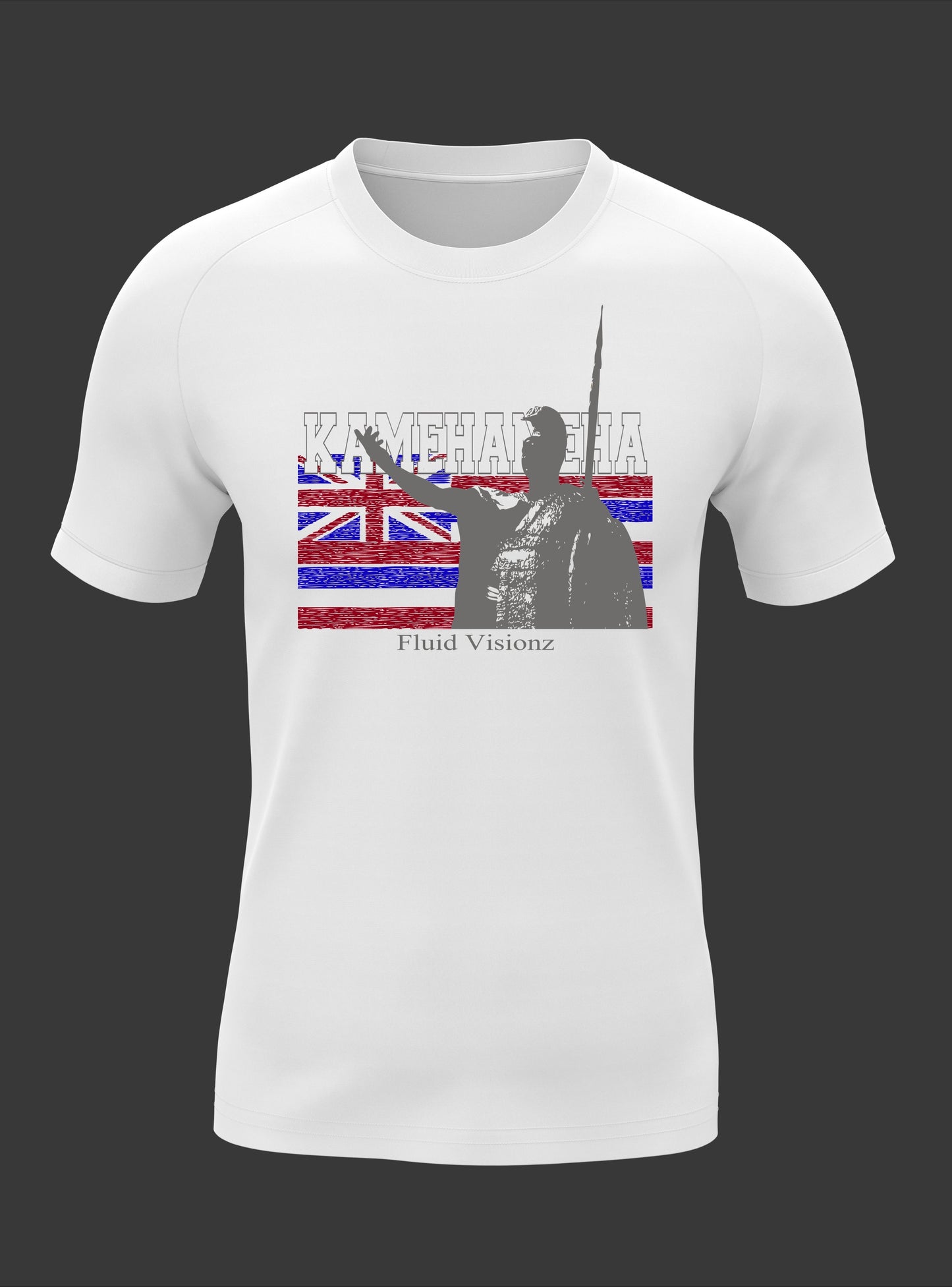 Fluid Visionz Kamehameha Tribute Shirt (Sub 50/50 Poly Cotton) white t-shirt tee